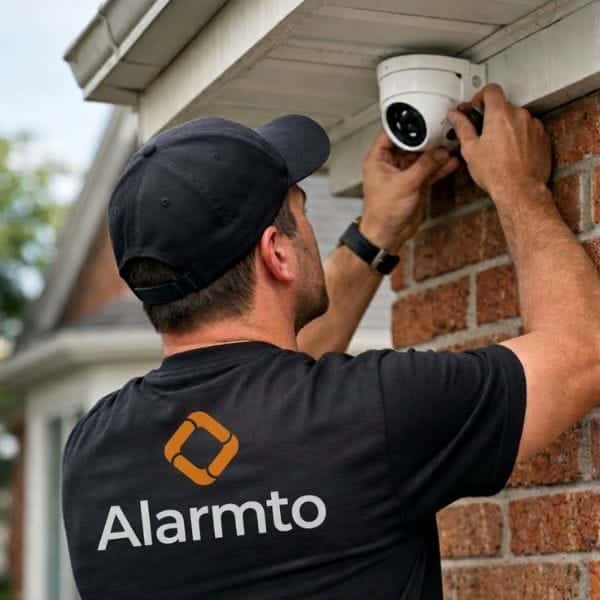 Diagram showing recommended security camera placement around a home